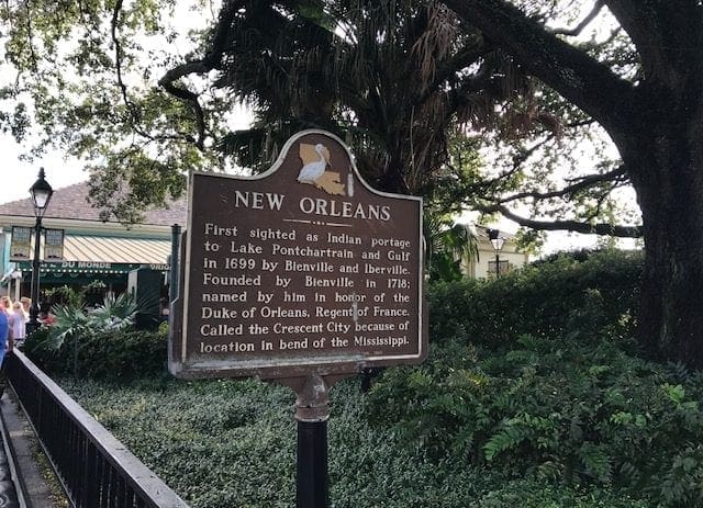 New Orleans historical sign
