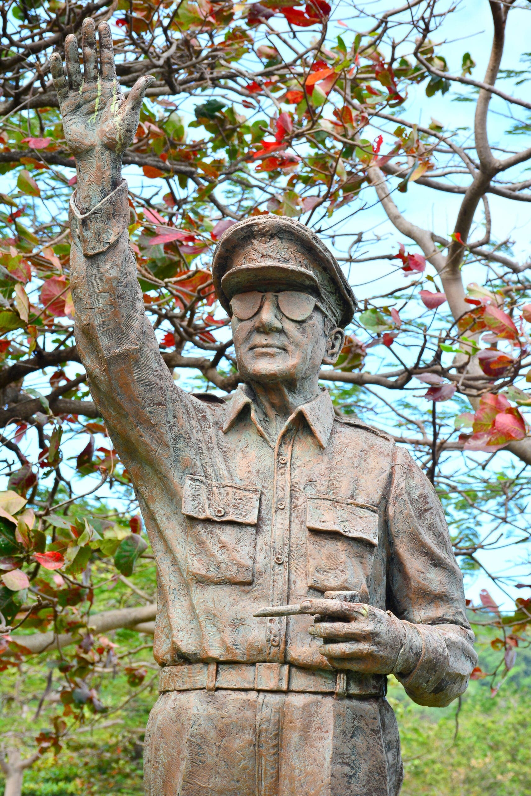 General MacArthur statue wearing aviators